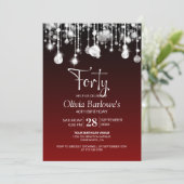 おしゃれな赤い40歳の誕生日パーティー 招待状 (スタンド正面)