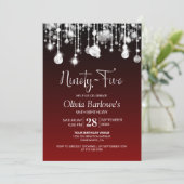 おしゃれな赤い95歳の誕生日パーティー 招待状 (スタンド正面)