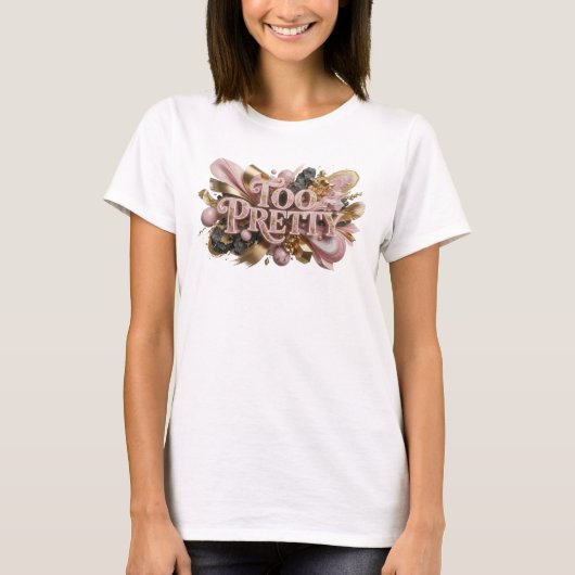 おしゃれな赤いTOO PRETTY カスタムTシャツ Tシャツ (正面)