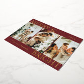 おしゃれな赤がアクセントのクリスマスカード「Merry and Bright 3」- 現代的でスタイ 箔シーズンカード (回転した状態)