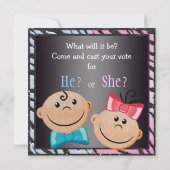 おしゃれな赤ちゃん性別発表  赤ちゃん&ゼブラ柄 招待状 (裏面)