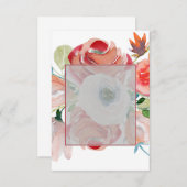 おしゃれな赤とピンクの花柄のウェディング招待状（ベーシックプラン） 招待状 (正面/裏面)