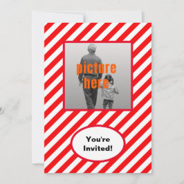 おしゃれな赤と白のキャンディー バースデー パーティー イベント 招待状