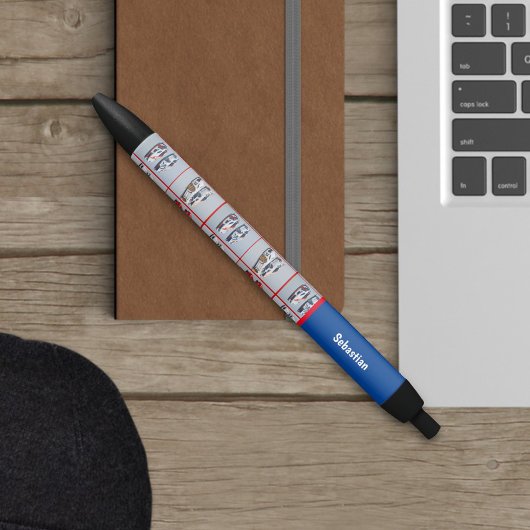 おしゃれな赤と白のスポーツカー好きのための文房具 黒ボールペン