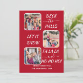 おしゃれな赤と白の楽しいクリスマス写真3枚 シーズンカード (スタンド正面)