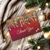 おしゃれな赤と黒と金のラグジュアリーな輝きが滴る サンキューカード