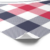 おしゃれな赤白青チェックの結婚式ウェルカムポスト ポスター (角)