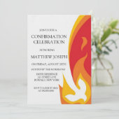 おしゃれな赤黄色の鳩の炎の確認 招待状 (スタンド正面)