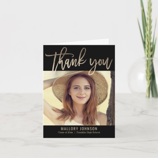おしゃれな輝きの卒業感謝カード サンキューカード (正面)