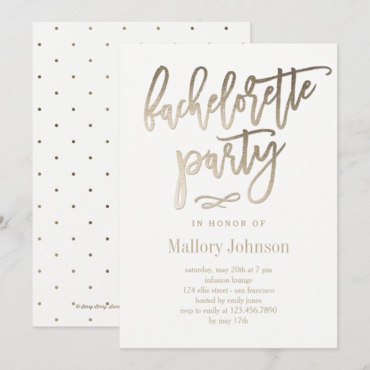 おしゃれな輝きの独身最後の夜の招待状 招待状 (正面/裏面)