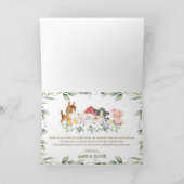 おしゃれな農場の動物と緑のベビーシャワー・誕生日 サンキューカード (内部)