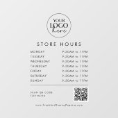 おしゃれな透明なビジネス ロゴ QR コード 店舗営業時間 ウィンドウサイン (シート)