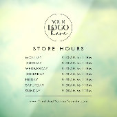 おしゃれな透明店舗ロゴ営業時間 ウィンドウサイン (シート3)