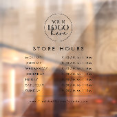 おしゃれな透明店舗ロゴ営業時間 ウィンドウサイン (シート2)