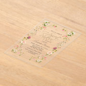 おしゃれな野の花のスウィート16 アクリル招待状 (レイダウン)