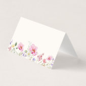 おしゃれな野の花の結婚式プレイスカード シンプルなエレガントなデザイン (正面)
