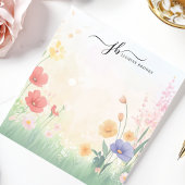 おしゃれな野の花の草原の水彩ペーパー ノート(名入れ可能) ノートパッド