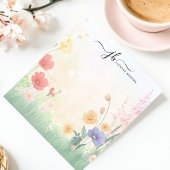 おしゃれな野の花の草原の水彩ペーパー ノート(名入れ可能) ノートパッド