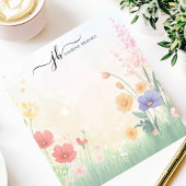 おしゃれな野の花の草原の水彩ペーパー ノート（名入れ可能） ノートパッド