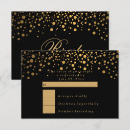 おしゃれな金ドットの結婚式の出欠確認カード 招待状