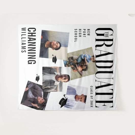 おしゃれな雑誌の表紙コラージュ風の卒業記念品 タペストリー (正面(横))