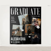 おしゃれな雑誌の表紙風 コラージュ 卒業記念 タペストリー (正面)