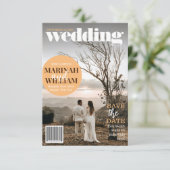 おしゃれな雑誌の表紙風 Save The Date フォト 招待状 (スタンド正面)