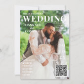 おしゃれな雑誌の表紙　ダークフォト　ウェディング　ありがとう 招待状 (正面)