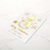 おしゃれな雪だるまの写真入りクリスマスカード 箔シーズンカード (回転した状態)