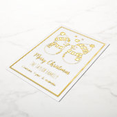 おしゃれな雪だるまカップル 上品なオーダーメイド 箔シーズンカード (回転した状態)