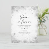 おしゃれな雪の結晶が恋に雪を降らせる ウインターブライダルシャワー 招待状 (スタンド正面)
