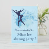 おしゃれな青いアイススケートパーティー誕生日パーティー 招待状 (スタンド正面)