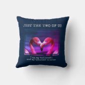 おしゃれな青いクリスチャン フラミンゴ カップル クッション (裏面)