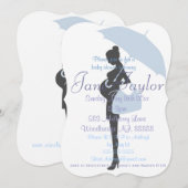 おしゃれな青いシルエットのベビーシャワー招待状 招待状 (正面/裏面)