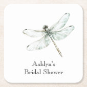 おしゃれな青いトンボの花嫁のシャワー スクエアペーパーコースター (正面)