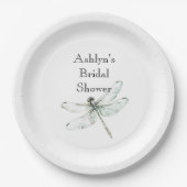 おしゃれな青いトンボの花嫁のシャワー ペーパープレート (正面)