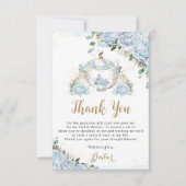 おしゃれな青いバラのプリンセスの馬車 ブライダルシャワーパーティー サンキューカード (正面)