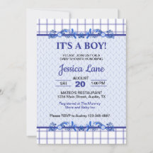 おしゃれな青いベイビーシャワーの男の子