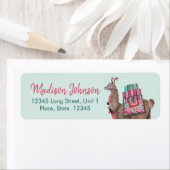 おしゃれな青いラマ | ベビーシャワー ラベル (インサイチュ)