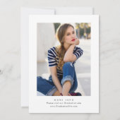 おしゃれな青いリボン コケティ PHOTO 卒業パーティー 招待状 (裏面)