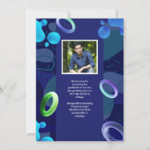 おしゃれな青い卒業式の案内をパーソナライズ 招待状 (裏面)