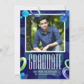 おしゃれな青い卒業発表をパーソナライズ 招待状 (正面)