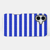 おしゃれな青い幾何学ストライプ iPhoneケース (裏面横)