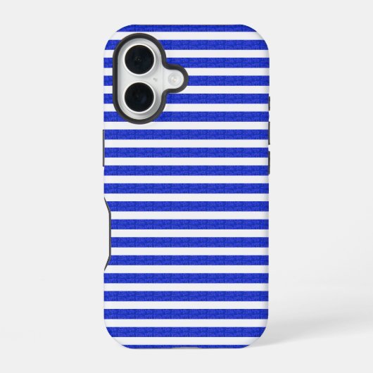 おしゃれな青い幾何学模様のスマホケース iPhone 16ケース (裏面)