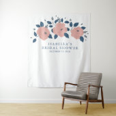 おしゃれな青い庭の花のカスタム ブライダル シャワー タペストリー (インサイチュ)