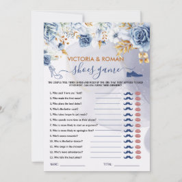 おしゃれな青い花のウェディングシャワーのカード 招待状