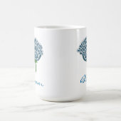おしゃれな青い花 コーヒーマグカップ (中央)