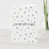 おしゃれな青とクリーム色の花 誕生日 カード (正面)