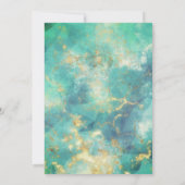 おしゃれな青とターコイズとゴールドのグリッター垂れモノグラム 招待状 (裏面)