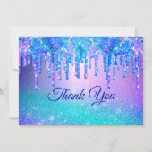 おしゃれな青紫のオンブルにきらきらグリッター サンキューカード (正面)